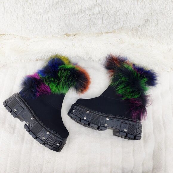 BRAND NEW! Sz 10 Furry Goth Platform Punk Ankle Boots - Picture 2 of 16